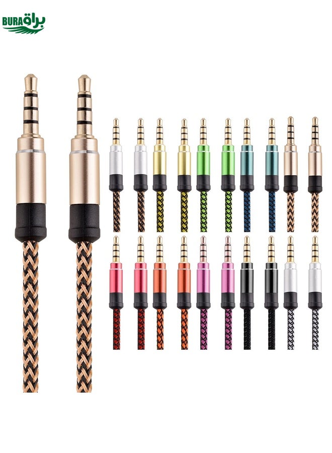 BURAQ 3.5mm Male To Male Car Stereo Gold-Plated Jack AUX Audio Cable For 3.5mm AUX Standard Digital Devices, Length: 3m(Brown)  - Image 2