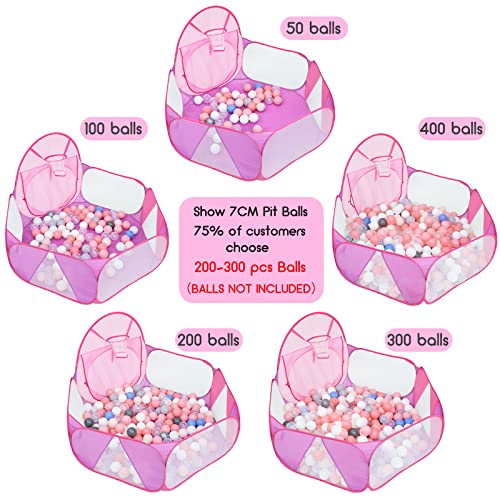 Eocolz Kids Ball Pit Large Pop Up Childrens Ball Pits Tent for Toddlers Playhouse Baby Crawl Playpen with Basketball Hoop and Zipper Storage Bag, 4 Ft/120CM, Balls Not Included (Pink) - Image 5
