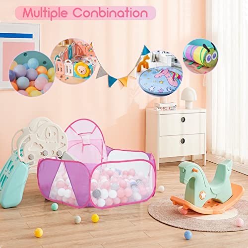Eocolz Kids Ball Pit Large Pop Up Childrens Ball Pits Tent for Toddlers Playhouse Baby Crawl Playpen with Basketball Hoop and Zipper Storage Bag, 4 Ft/120CM, Balls Not Included (Pink) - Image 2