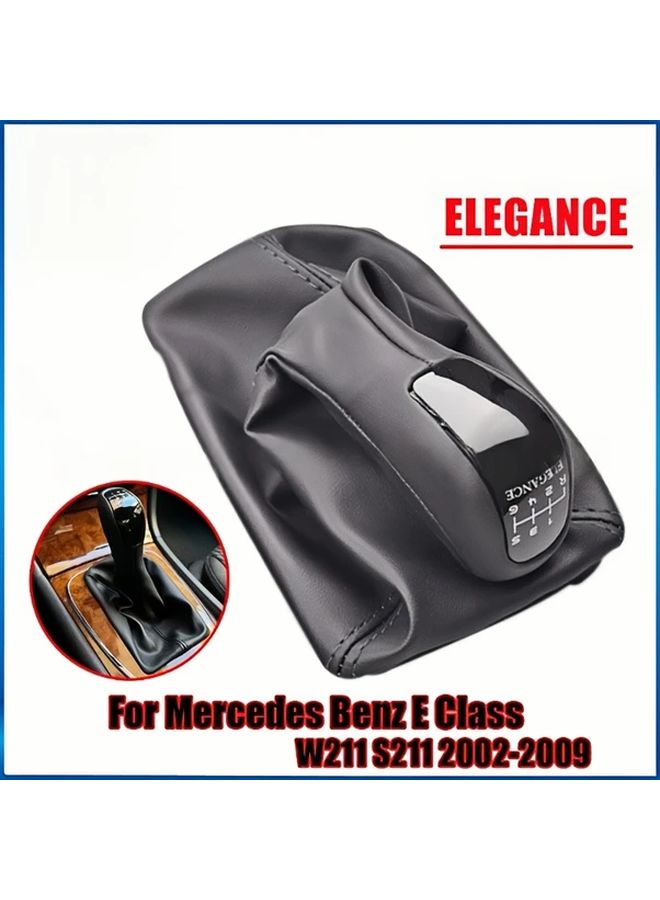 6 سبيد شيفت نوب وغطاء التروس لمرسيدس بنز إي كلاس W211 S211 2002 2009 موديل Elegance من مادة ABS، تصميم مريح ومقبض أنيق باللون الأسود، تركيب سهل، ملحقات داخلية للسيارة، مكون ناقل الحركة للسيارة، ترقية أنيقة للداخلية، مادة متينة - Image 5