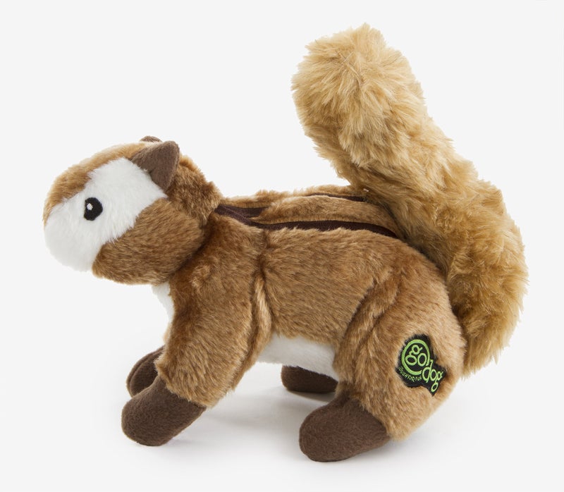 goDog Wildlife Chipmunk Squeaky Plush Dog Toy, Chew Guard Technology - Brown, Large - Image 2