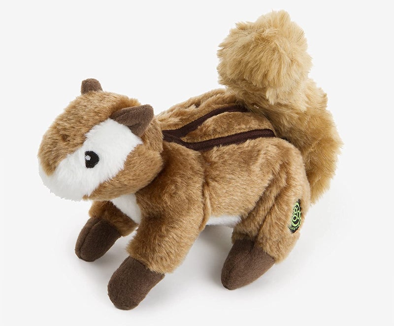 goDog Wildlife Chipmunk Squeaky Plush Dog Toy, Chew Guard Technology - Brown, Large - Image 1