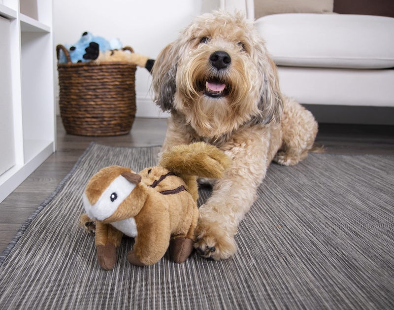 goDog Wildlife Chipmunk Squeaky Plush Dog Toy, Chew Guard Technology - Brown, Large - Image 5
