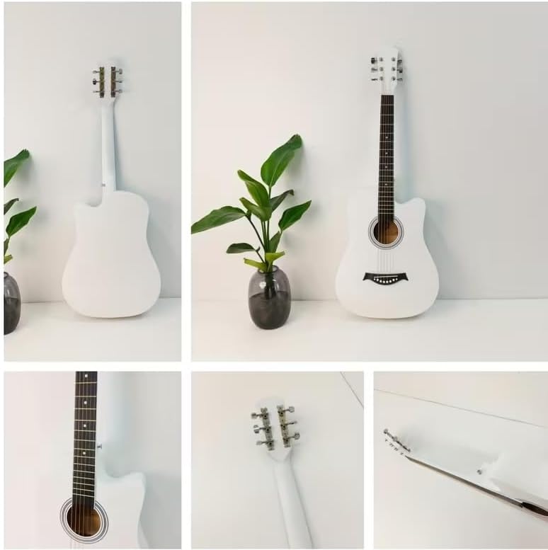MegArya 38 Inch Beginner Acoustic Guitar Combo - White - Image 2