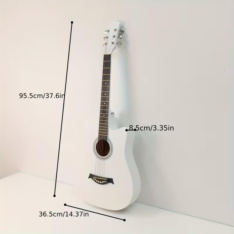 MegArya 38 Inch Beginner Acoustic Guitar Combo - White - Image 3