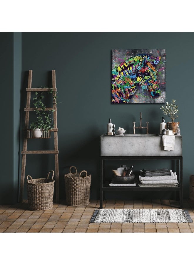 SIXTTART Banksy Graffiti Canvas Wall-Art - Zebra Pictures Wall Decor - Modern Farmhouse Wall Decor Ready to Hang Size 20" x 20" - Image 5