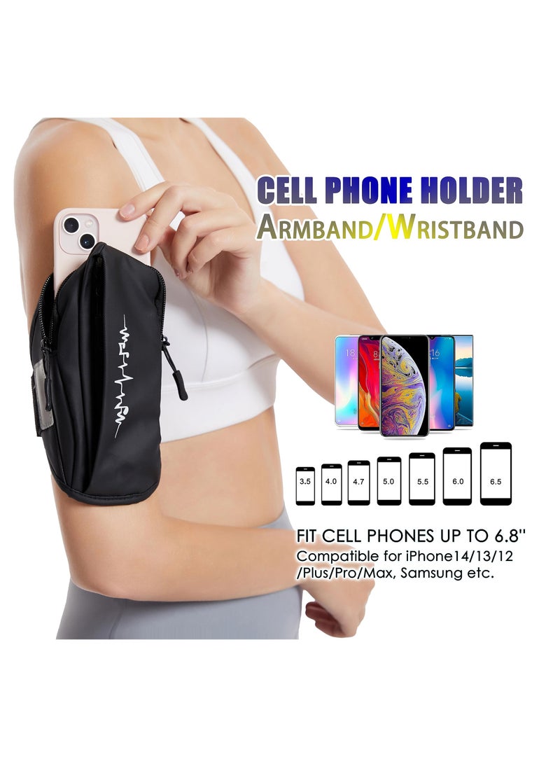 SOLARAE Universal Sports Armband Comfort Running Armband and Wristband Cell Phone Holder for Exercise Workout, Compatible with iPhone 14/Plus/Pro/13/12/11 Samsung Galaxy All Phones, Adjustable (Black) - Image 2