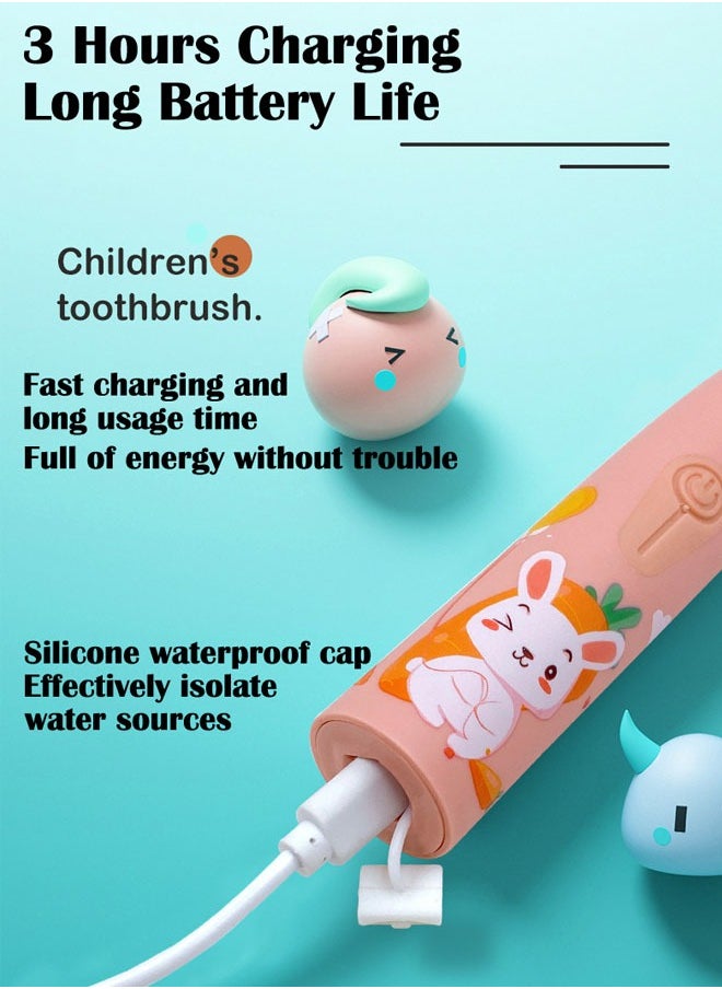 ZCM-HAPPY - Ultrasonic Electric Children's Toothbrush Super Soft Waterproof Teeth Cleaning Artifact USB Charging (6 Heads) - Image 1