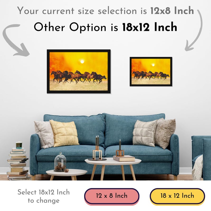 Mad Masters 7 Running Horses Vastu Vaastu Lucky Hanging Home Decor Painting for Living Room Bedroom Decoration MM 3445 8x12 Inch Paper Without Plexi Glass - Image 4