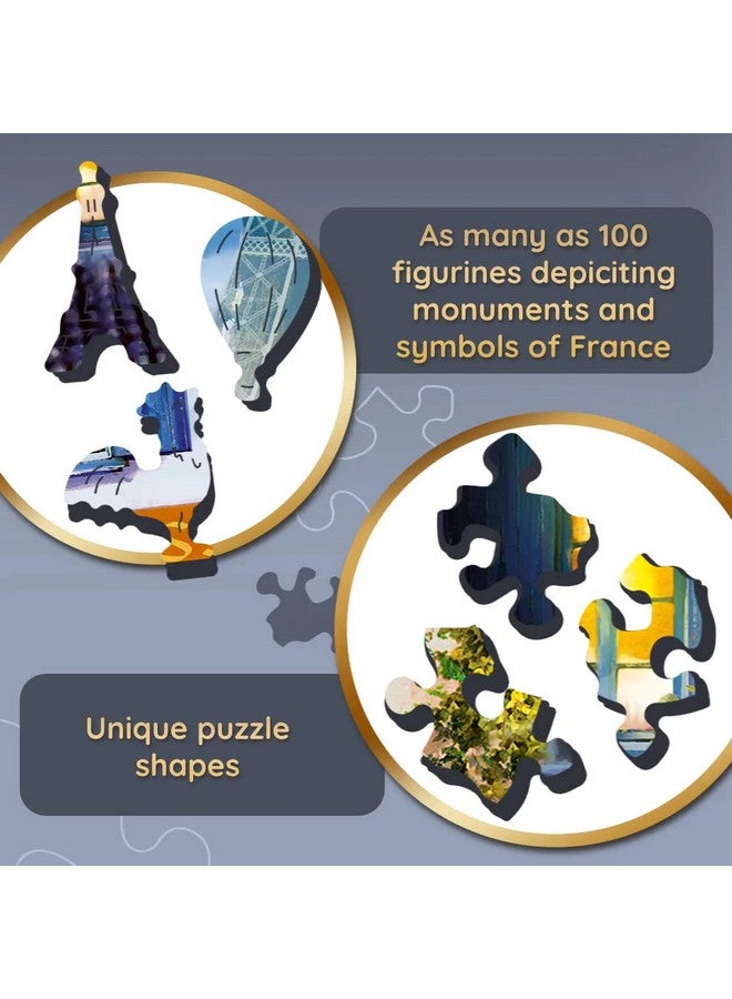 Trefl French Alley 1000 Piece Jigsaw Puzzle Wood Craft 27"x19" Irregular Shapes, 100 Puzzles of French Landmarks and Symbols, Modern Premium Puzzle, DIY, for Adults and Children from 12 Years Old - Image 3