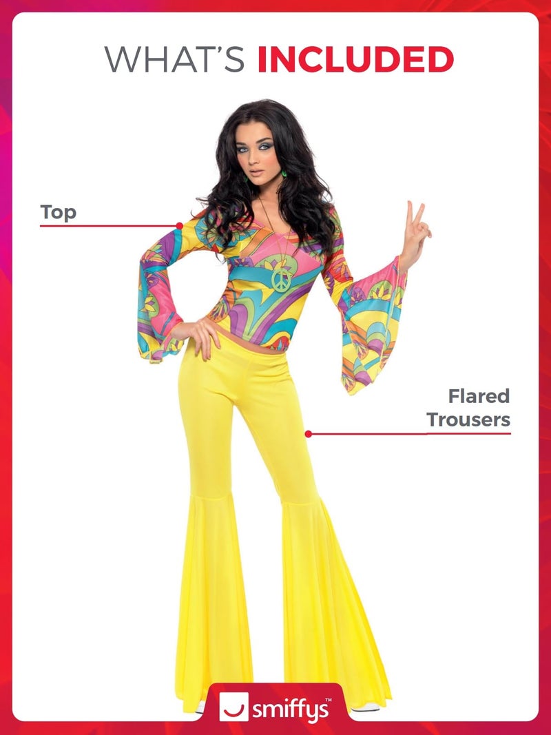 Smiffys 70s Groovy Babe Costume, Yellow, S - US Size 6-8 - Image 2