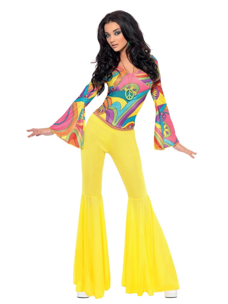 Smiffys 70s Groovy Babe Costume, Yellow, S - US Size 6-8 - Image 1