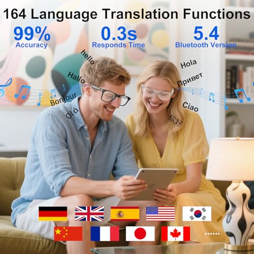 Giwbeiv AI Smart Glasses for Men & Women with ChatGPT, Bluetooth Glasses with 165 Languages Translation, Color-Change Lens, Meeting Analysis, Music Playback, Hands-Free Calls, UV & Blue Light Protection - Image 2