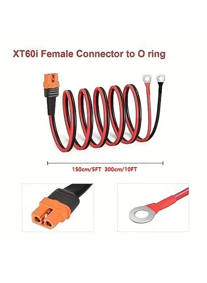 كابل توصيل من XT60 إلى طرف حلقة O 12AWG 10 أقدام، موصل XT60 أنثى إلى طرف حلقة O، سلك معالج بالقصدير النقي لبطارية RC ومحطة الطاقة المحمولة وكابل تمديد للمركبات الترفيهية (RV). - Image 2