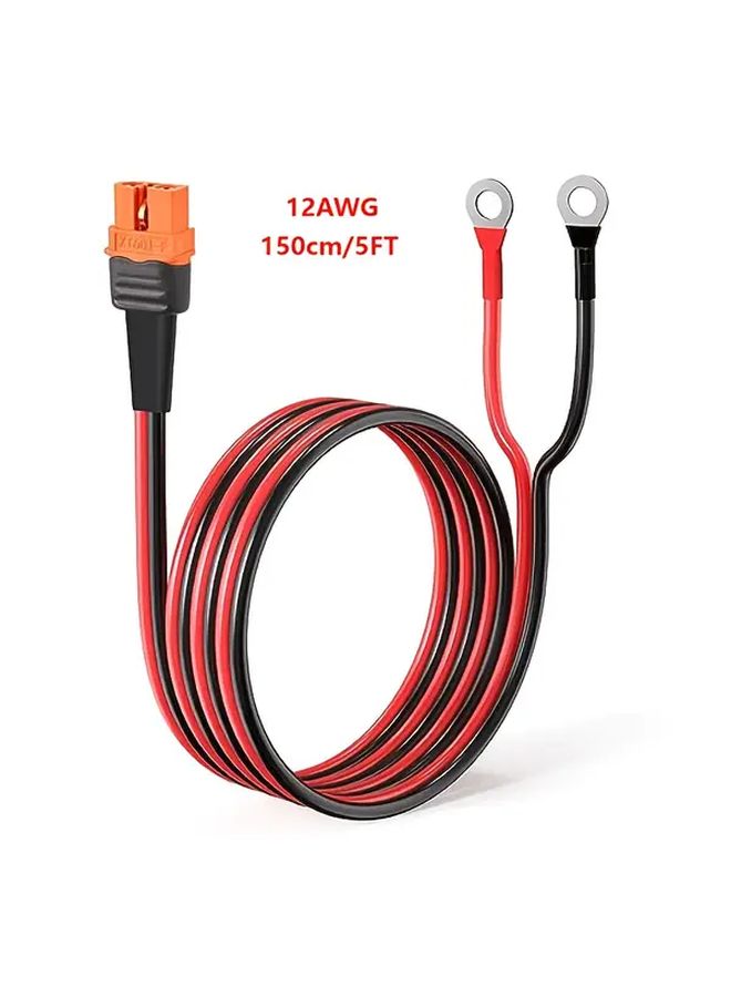 كابل توصيل من XT60 إلى طرف حلقة O 12AWG 10 أقدام، موصل XT60 أنثى إلى طرف حلقة O، سلك معالج بالقصدير النقي لبطارية RC ومحطة الطاقة المحمولة وكابل تمديد للمركبات الترفيهية (RV). - Image 3