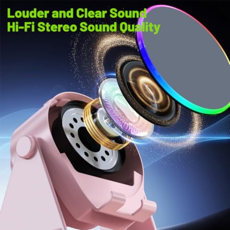 Wireless Induction Speaker, 4 in1 Phone Stand Bluetooth Speaker Amplifier with Colorful Ambient Light 360° Rotation Holder for Tablet iPhone Android, Cool Tech Gadgets Gifts for Adults Teens - Image 5