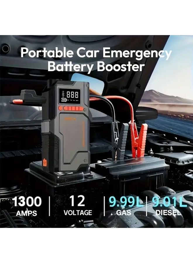 نوع B 9 في 1 شاحن بطارية سيارة مع ضاغط هواء وشاشة عرض LED ومنفذ USB-C - Image 2