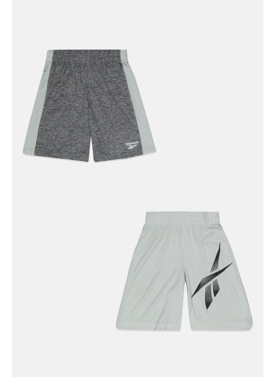 Reebok - Kids Boy 2 Piece Sportswear Biker Shorts, Grey - Image 1