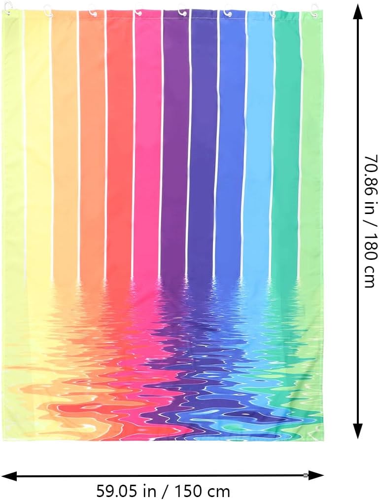 Zerodeko Printed Rainbow Gradient Waterproof Shower Curtain 150x180cm Dacron Fabric Bathroom Decor Hanging Curtain for Bathtub and Shower - Image 2