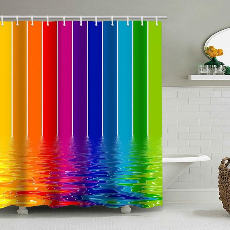 Zerodeko Printed Rainbow Gradient Waterproof Shower Curtain 150x180cm Dacron Fabric Bathroom Decor Hanging Curtain for Bathtub and Shower - Image 4