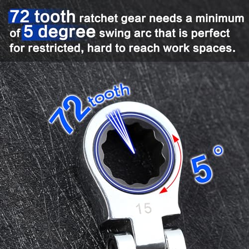 SPEEDWOX 5pcs Double Box End Flex-Head Ratcheting Combination Wrench Set - Metric Wrench Sets - Image 3