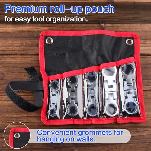 SPEEDWOX 5pcs Double Box End Flex-Head Ratcheting Combination Wrench Set - Metric Wrench Sets - Image 5
