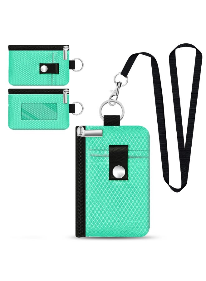 Minimalist RFID Blocking Small Wallet with ID Window,WaterResistant Zip Id Case Wallet with Lanyard Keychain for Cards,Cash,Travel,Women,Men - Image 1