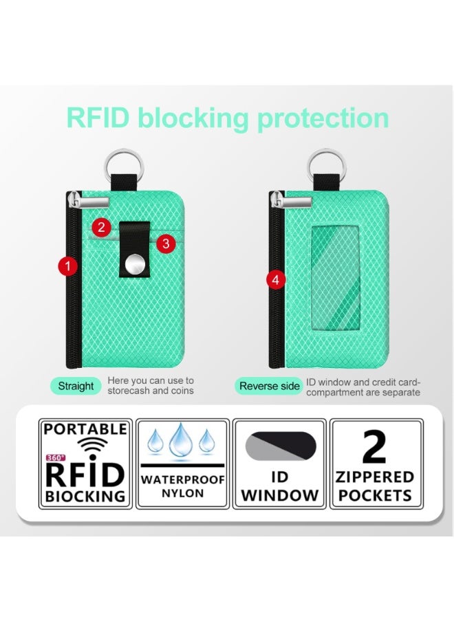 Minimalist RFID Blocking Small Wallet with ID Window,WaterResistant Zip Id Case Wallet with Lanyard Keychain for Cards,Cash,Travel,Women,Men - Image 2