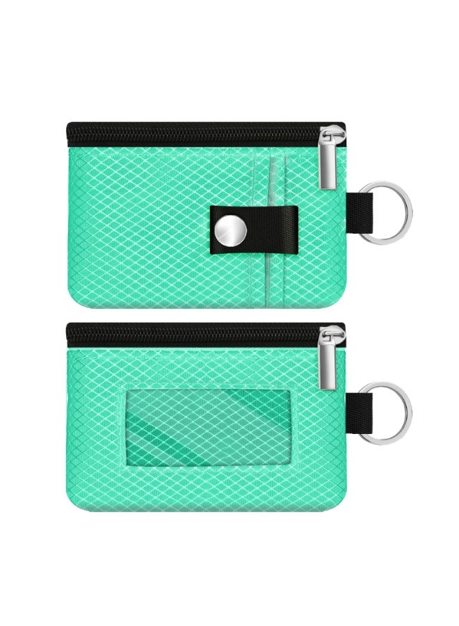 Minimalist RFID Blocking Small Wallet with ID Window,WaterResistant Zip Id Case Wallet with Lanyard Keychain for Cards,Cash,Travel,Women,Men - Image 3