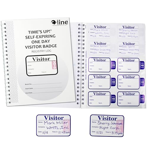 CLine Times Up SelfExpiring Visitor Badge with Registry Log 150 24Hour Badges 97009