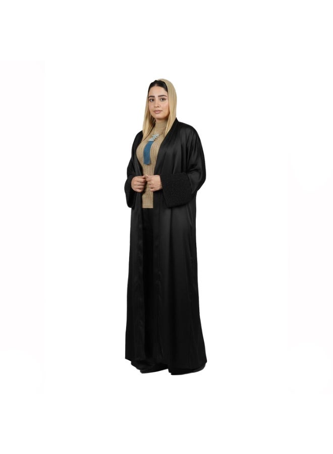 سموكي إيجيبت كفتان عباية ستان التامودا -اسود - Image 1