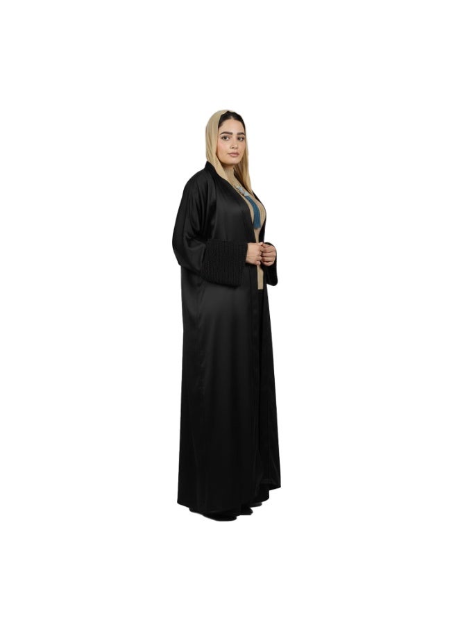 سموكي إيجيبت كفتان عباية ستان التامودا -اسود - Image 4
