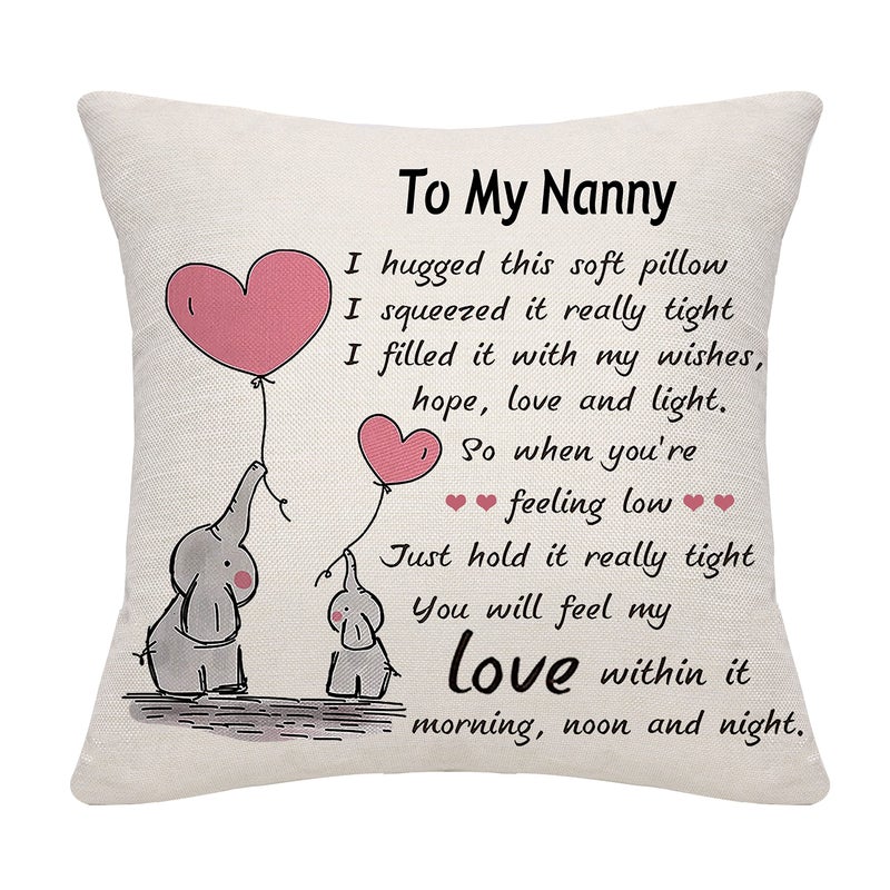 Bommex Nanny Gifts from Granddaughter Grandson Grandma Nanny Cushion Cover Throw Pillow Cover Cushion Case Thanksgiving nanny1