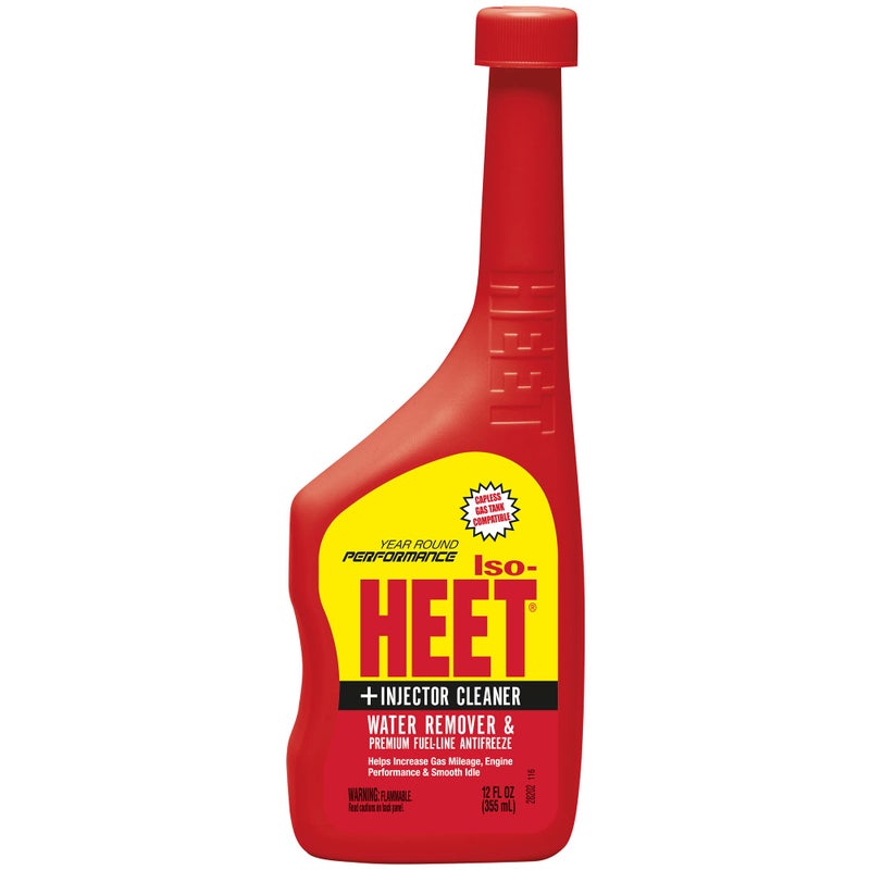 Heet IsoHEET Water Remover And Premium Fuel Line Antifreeze Injector Cleaner Helps Increase Gas Mileage Improves Engine Performance Year Round Performance 12 fl oz 28202 Red