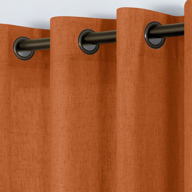 KOUFALL Burnt Orange Curtains 2 Panels Sheer Linen Grommet Bohemian Curtains for Living Room Bedroom 84 Inches Long Dark Dusty Orange - Image 1