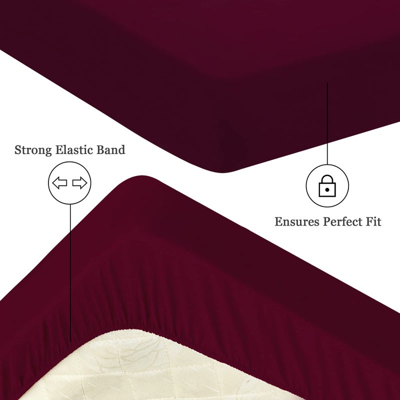 Sufdari Full Size Mattress Protector Waterproof Mattress Protector Fitted Sheet Style Mattress Cover with 18"" Deep Pocket Washable and Comfortable-Dark red Full - Image 5