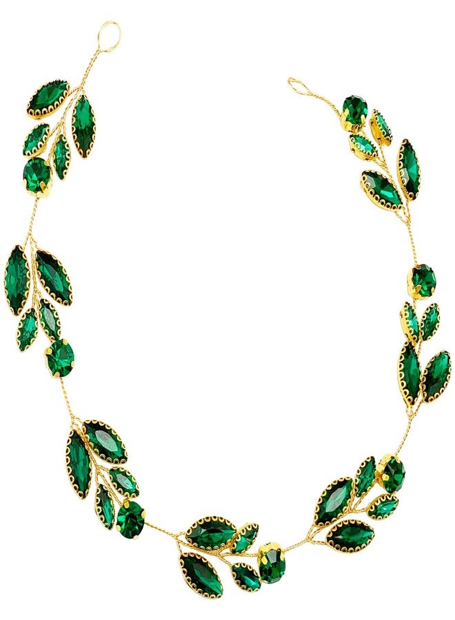 BETITETO Green Bridal Hair Vine Wedding Rhinestone Crystal Headband Headpieces Accessories for Women and Girls - Image 1