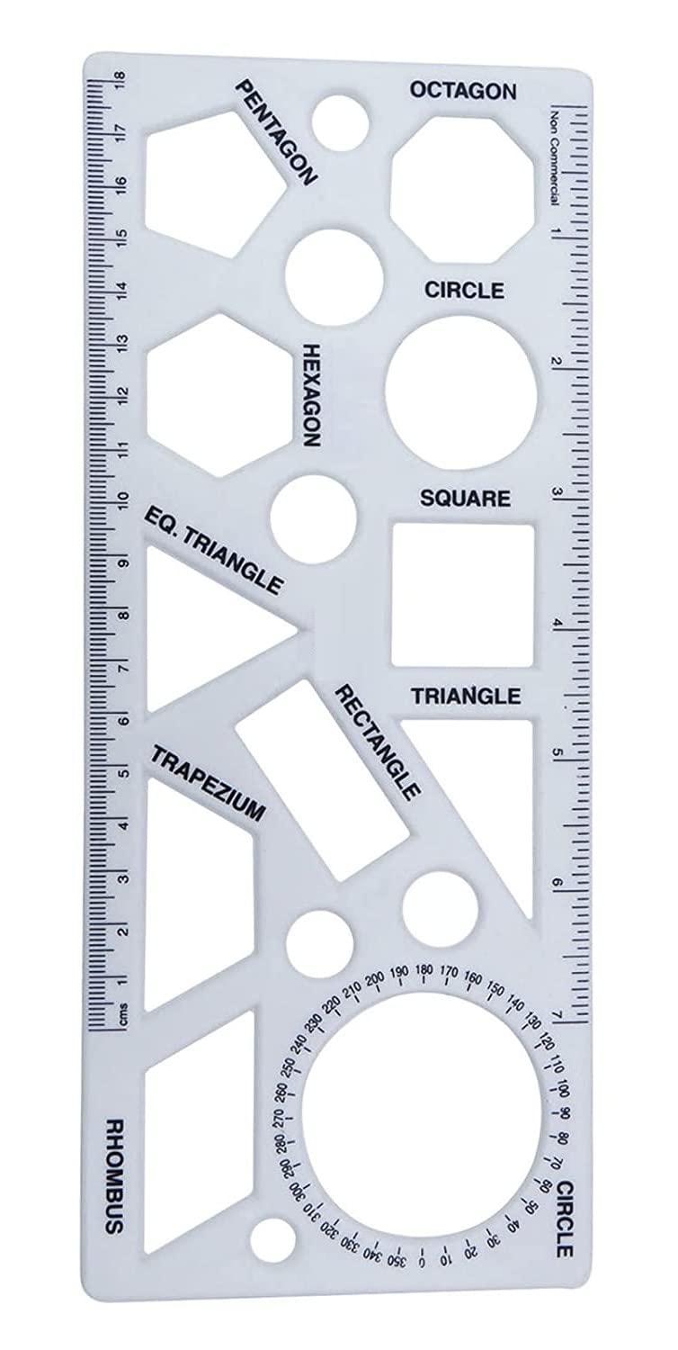 FIRST CLICK Stencil for Shapes Making Size - LENGTH-24 cm Width-9.8 cm And Art Circle Master with 35 Circles (White, Size: Length- 23.5 cm & Breadth- 11.5 cm) - Image 2