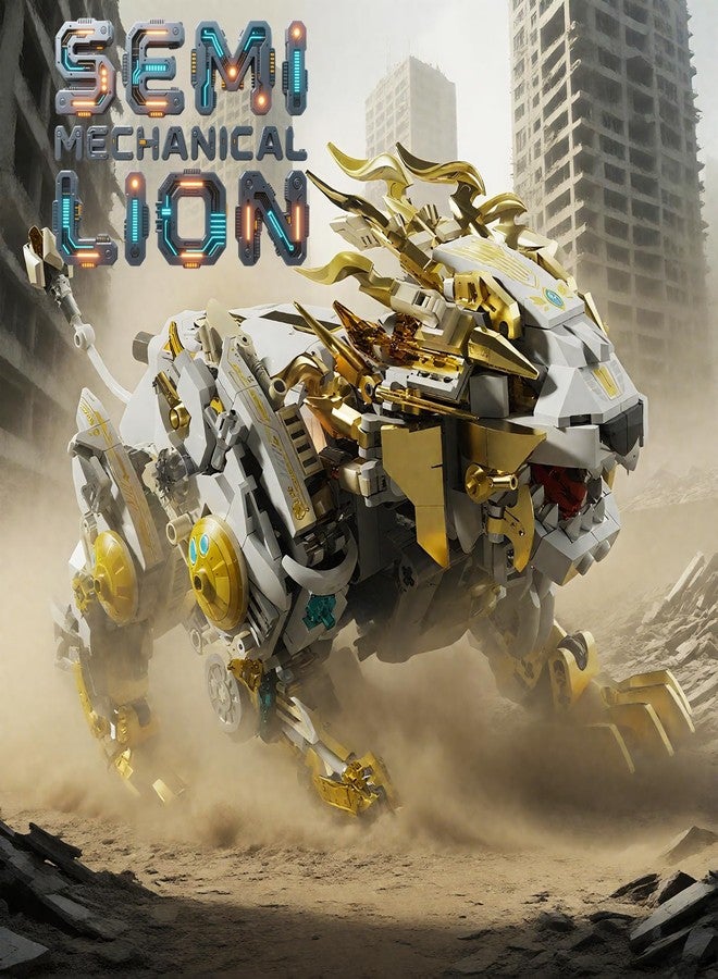 CSNRHG Mechanical Lion Building Block Toy Set Futuristic Mechanical Beast Model with Movable Parts & Gears Premium Mechanical Building Kit with Display Stand, Ideal Gift for Boys & Adults - Image 5