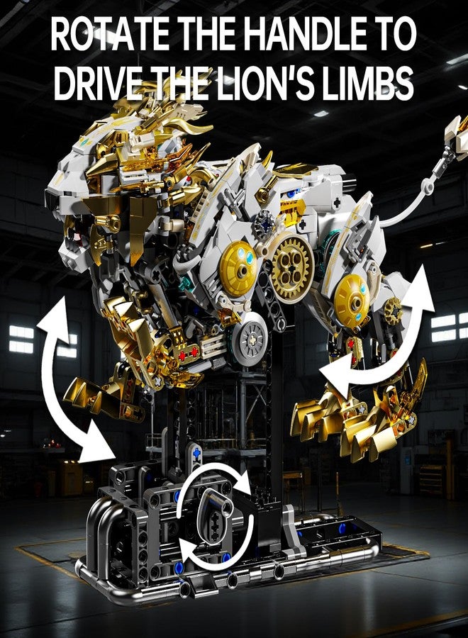 CSNRHG Mechanical Lion Building Block Toy Set Futuristic Mechanical Beast Model with Movable Parts & Gears Premium Mechanical Building Kit with Display Stand, Ideal Gift for Boys & Adults - Image 4