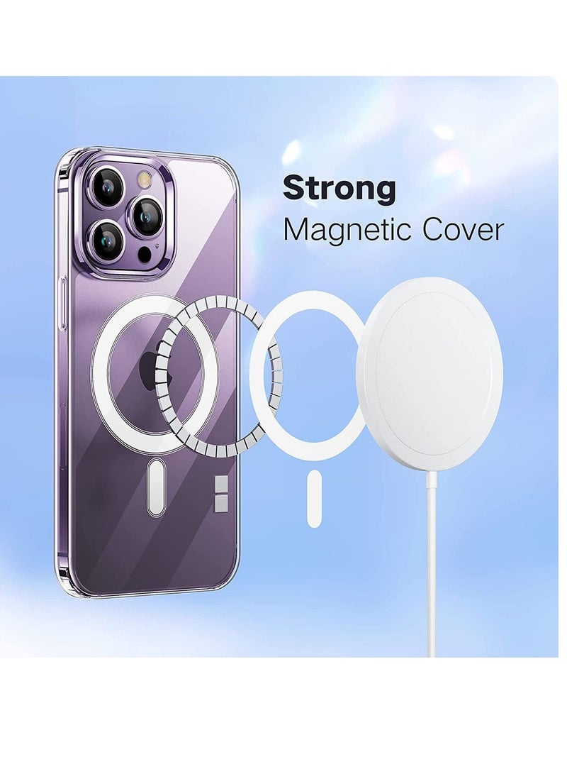 Compatible with iPhone 14 Pro Max Magsafe Case 6.7-Inch (2022) Slim Thin Magnetic Case Yellowing-Resistant Shock Absorption Anti-Scratch Anti-Drop Hard Back Crystal-Clear Cover.  - Image 4