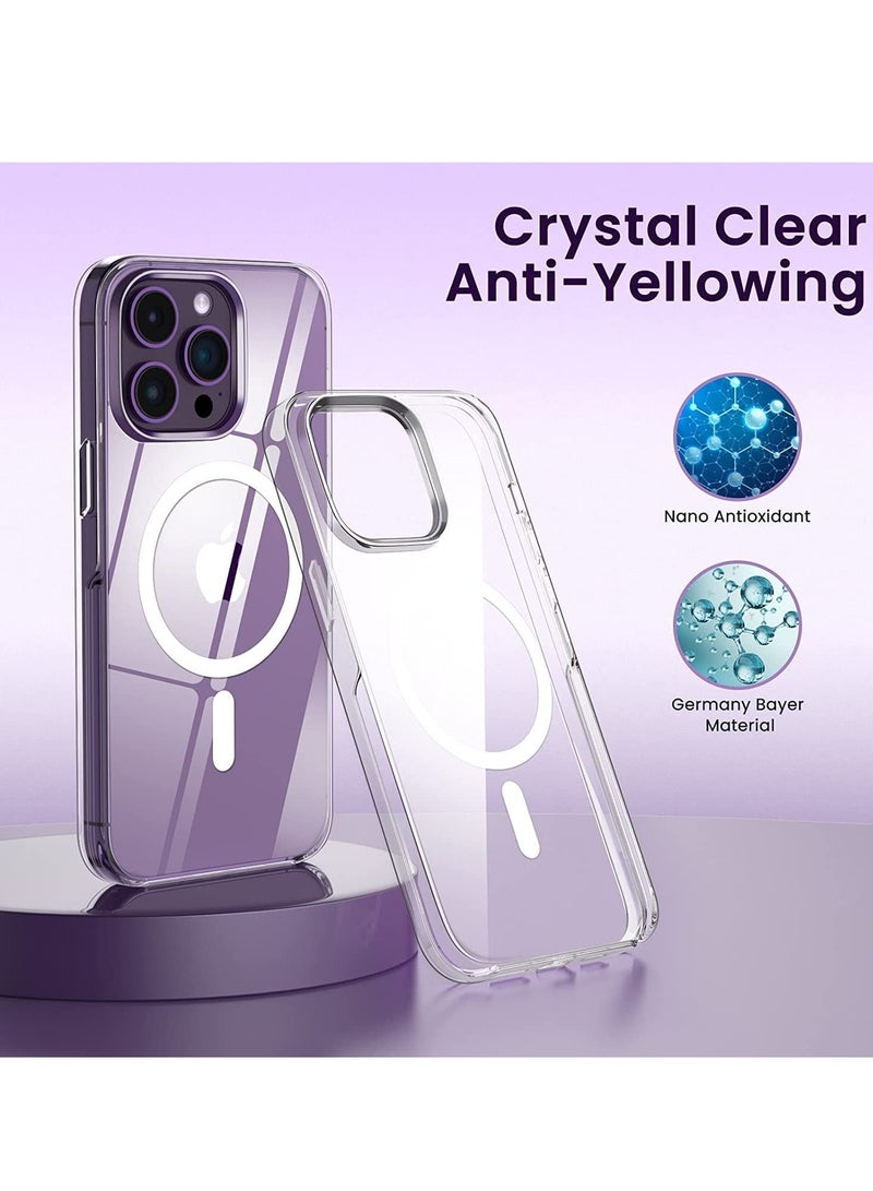 Compatible with iPhone 14 Pro Max Magsafe Case 6.7-Inch (2022) Slim Thin Magnetic Case Yellowing-Resistant Shock Absorption Anti-Scratch Anti-Drop Hard Back Crystal-Clear Cover.  - Image 5