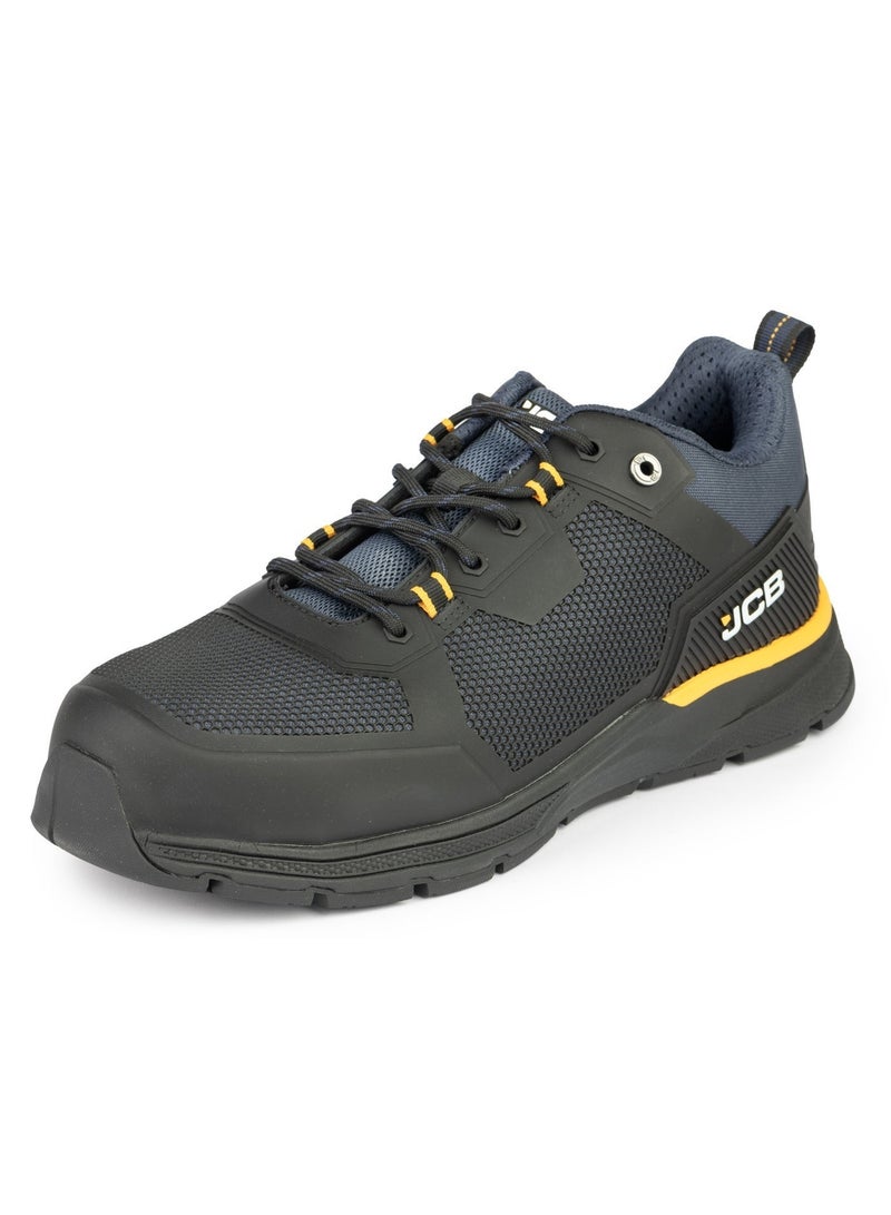 JCB Lace-Up Safety Sneaker – Alloy Toe, Waterproof, Puncture Resistant, Anti-Static, Oil & Slip Resistant | JCB-0014B – Black/Navy - Image 1