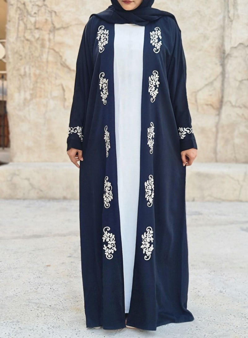 Spiffy Snow Sahar Muzdawij Abaya Embroidered Two Piece Abaya - Image 3