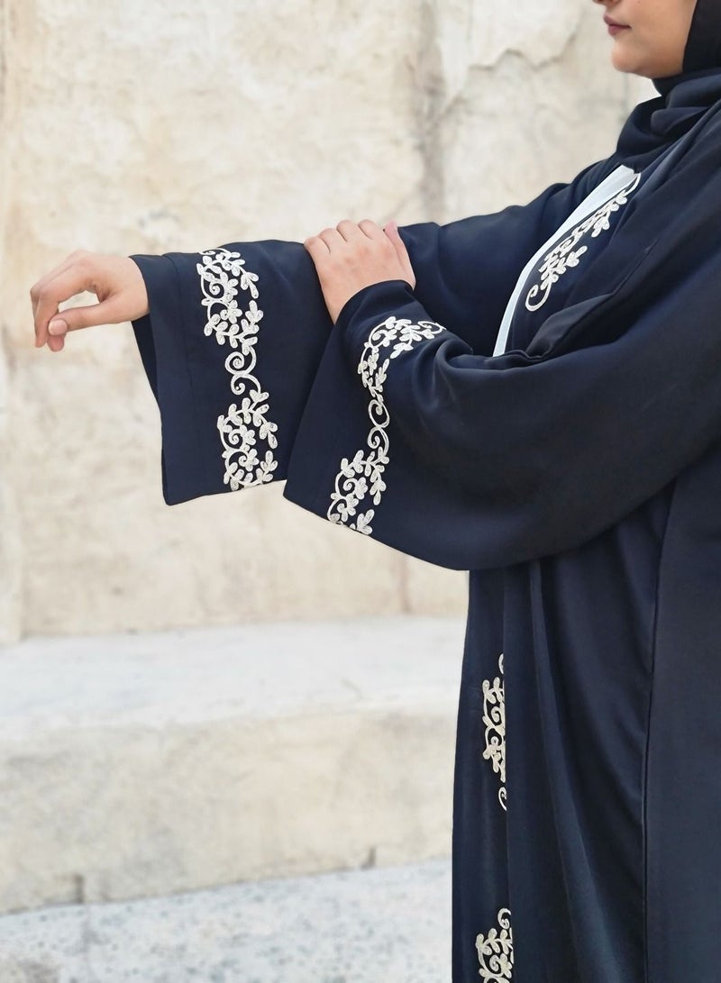 Spiffy Snow Sahar Muzdawij Abaya Embroidered Two Piece Abaya - Image 4