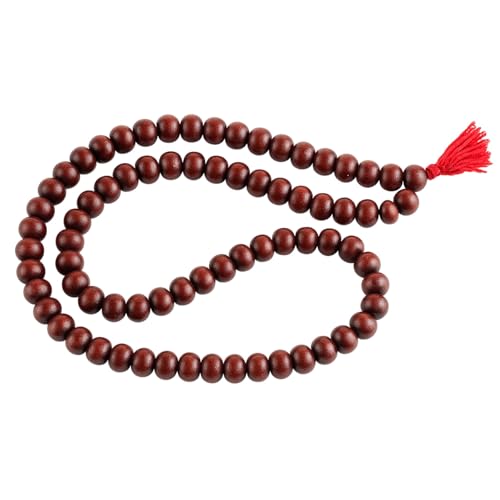 RDK Unisex Adult Handcrafted Processed Fragrant Sandalwood Mala Rosary Chandan Jaapmala With Tassel Wooden Japa Maala For Meditation Pooja Chanting Wearing Jewelry Prayer Beads Red Mala - Image 1
