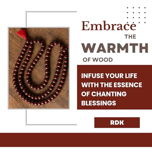 RDK Unisex Adult Handcrafted Processed Fragrant Sandalwood Mala Rosary Chandan Jaapmala With Tassel Wooden Japa Maala For Meditation Pooja Chanting Wearing Jewelry Prayer Beads Red Mala - Image 4