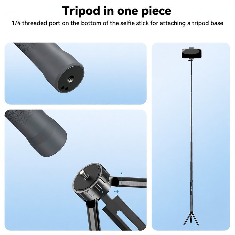 TELESIN GP-MNP-002 Portable Selfie Stick Carbon Fiber Camera Stand Bracket 32-120cm/ 12.6-47.2in Extendable with 1/4 Inch Screw &   Sports Camera Mount Adapter Compatible with GoPro Hero 12/11/10, - Image 2