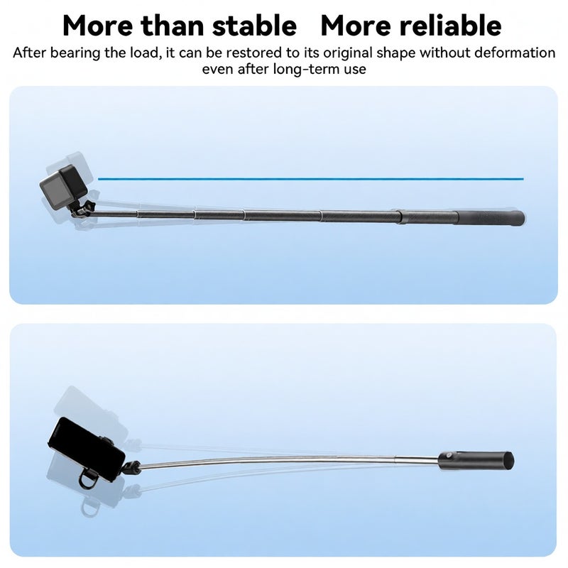 TELESIN GP-MNP-002 Portable Selfie Stick Carbon Fiber Camera Stand Bracket 32-120cm/ 12.6-47.2in Extendable with 1/4 Inch Screw &   Sports Camera Mount Adapter Compatible with GoPro Hero 12/11/10, - Image 3
