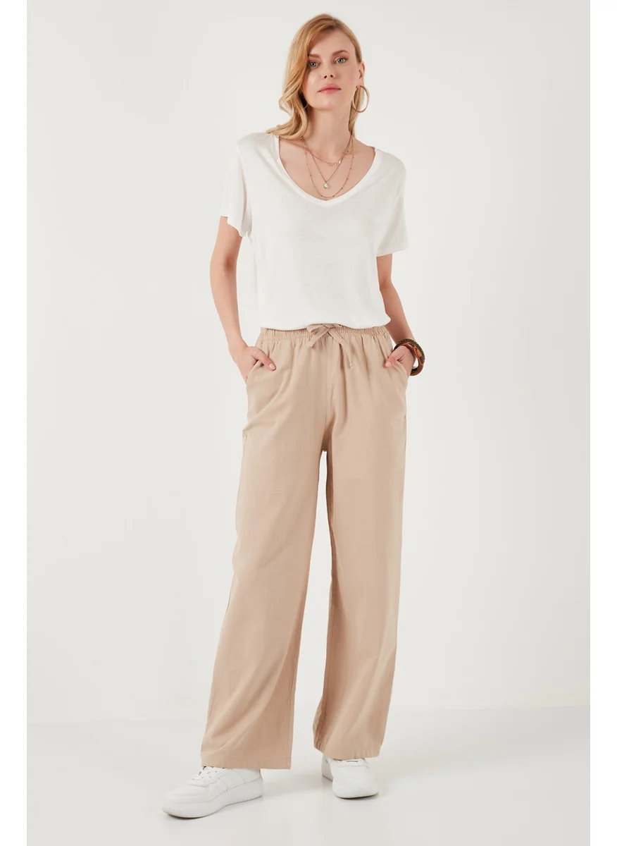 Lela Cotton Relaxed Fit High Waist Wide Leg Pants Women's Trousers 668YP5118